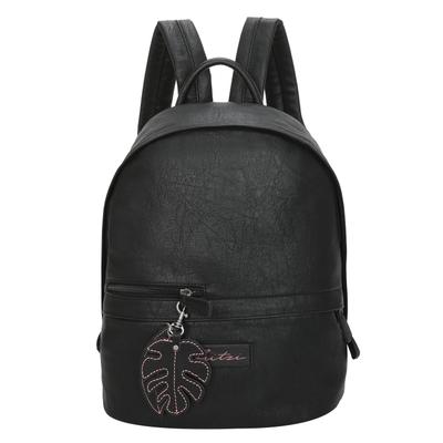 Rucksack FRITZI AUS PREUSSEN "Hoja Fritzi07", Damen, Gr. onesize, schwarz, 58% Polyester, 42% Polyurethan, unifarben, Rucksäcke Rucksack, mit Anhänger in Blätterform