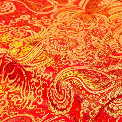 Jacquard "Blumen/Paisley", rot/gold