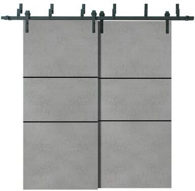SARTODOORS Planum 0014 Concrete Wood Barn Bypass Doors