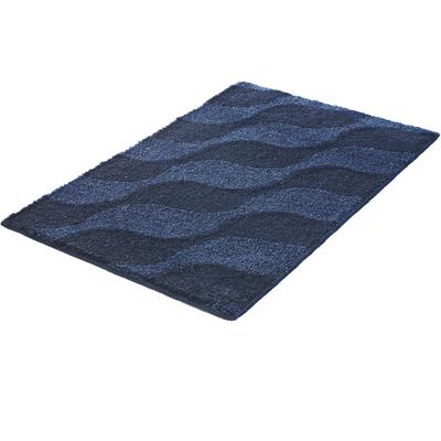 Badematte KLEINE WOLKE "»Onda«, Badvorleger, Badezimmer Teppich", blau (navy), H:15mm, Polyacryl, Badematten, Badematte, Badteppich, modernes Ton in Ton Wellendesign, flauschig