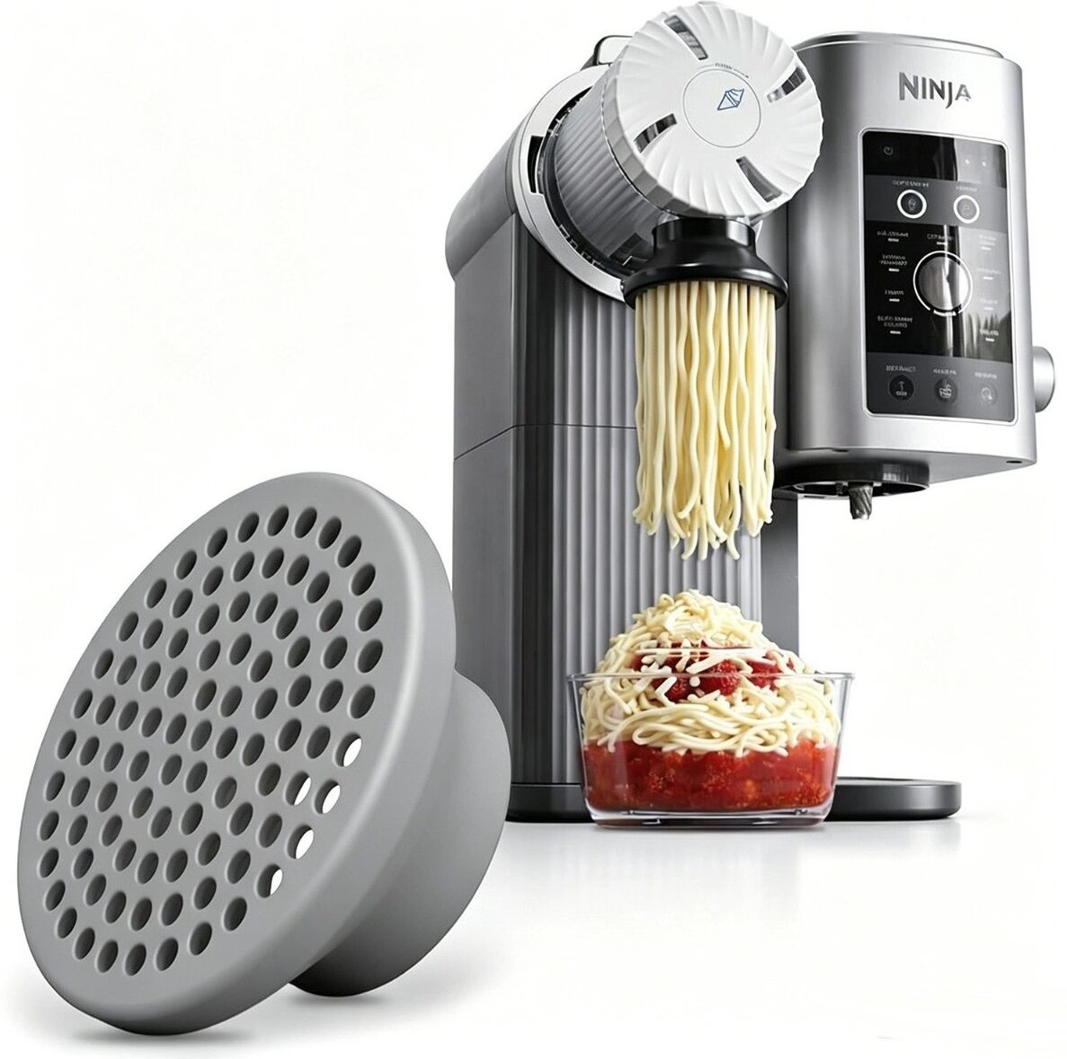 INF Spaghetti-Silikondüse lebensmitteltauglich, kompatibel mit Ninja NC700 NC701 Creami – Eis-Extruder Grau