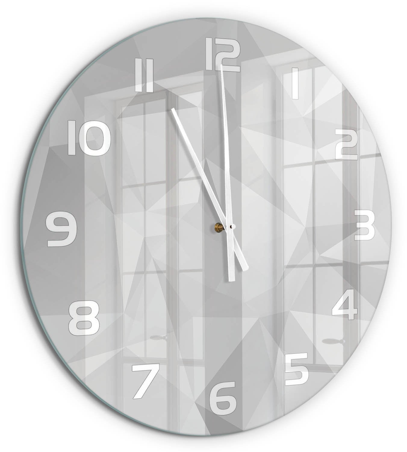 Tulup Wandklok Driehoeken van abstractie - Wit - Diameter: 60 cm