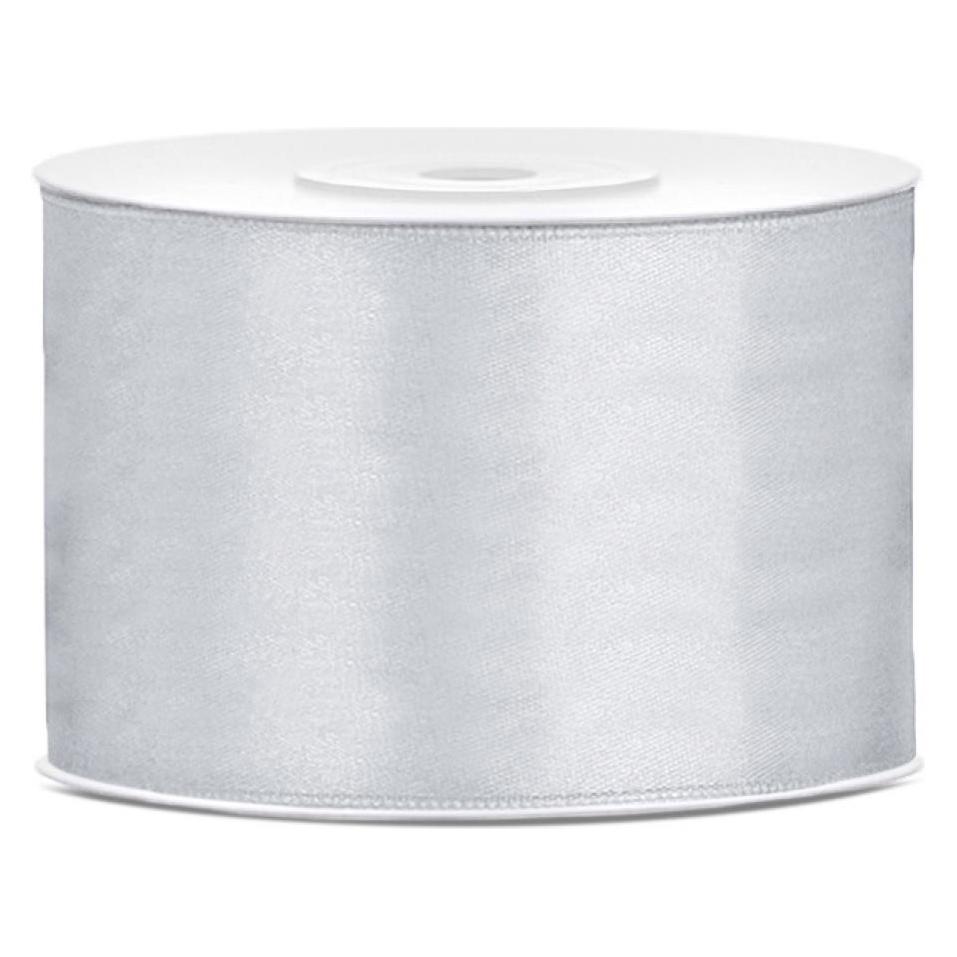 Partydeco Satinband 50mm Silber (25m) (1x) (PDTS50-018)