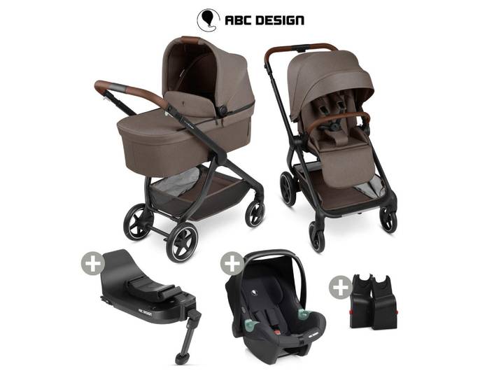 ABC Design Kinderwagenset, Graubraun, Textil, Graubraun, 82x52x107.5 cm, EN 1888, UV 50+, ECE R 129 i-Size, Feststellbremse, 5-Punkte-Gurt, für Babyschale geeignet, Griff in Lederoptik, Sitz umsetzbar, abnehmbarer Schutzbügel, Teleskopgriff,abnehmbarer und waschbarer Bezug, höhenverstellbare Kopfstütze, Sonnendach, integriertes Gurtsystem, optimaler Aufprallschutz, schadstoffgeprüft, Isofix-Befestigung, 3-Punkt-Gurt,5-Punkt-Gurt, Schutzbügel abnehmbar, Verdeck abnehmbar, Sitz umsetzbar, Sportsitz mit verlängertem Verdeck,Matratze, zusammenklappbar, Baby on Tour, Kinderwagen, Kombikinderwagen