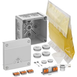 Spelsberg Abzweigdose Abox Pro XT SLK-4², wasserdicht IP66, 102 x 102 mm, Kunststoff, mit Kabelklemmen & Gießharz, Aufputz