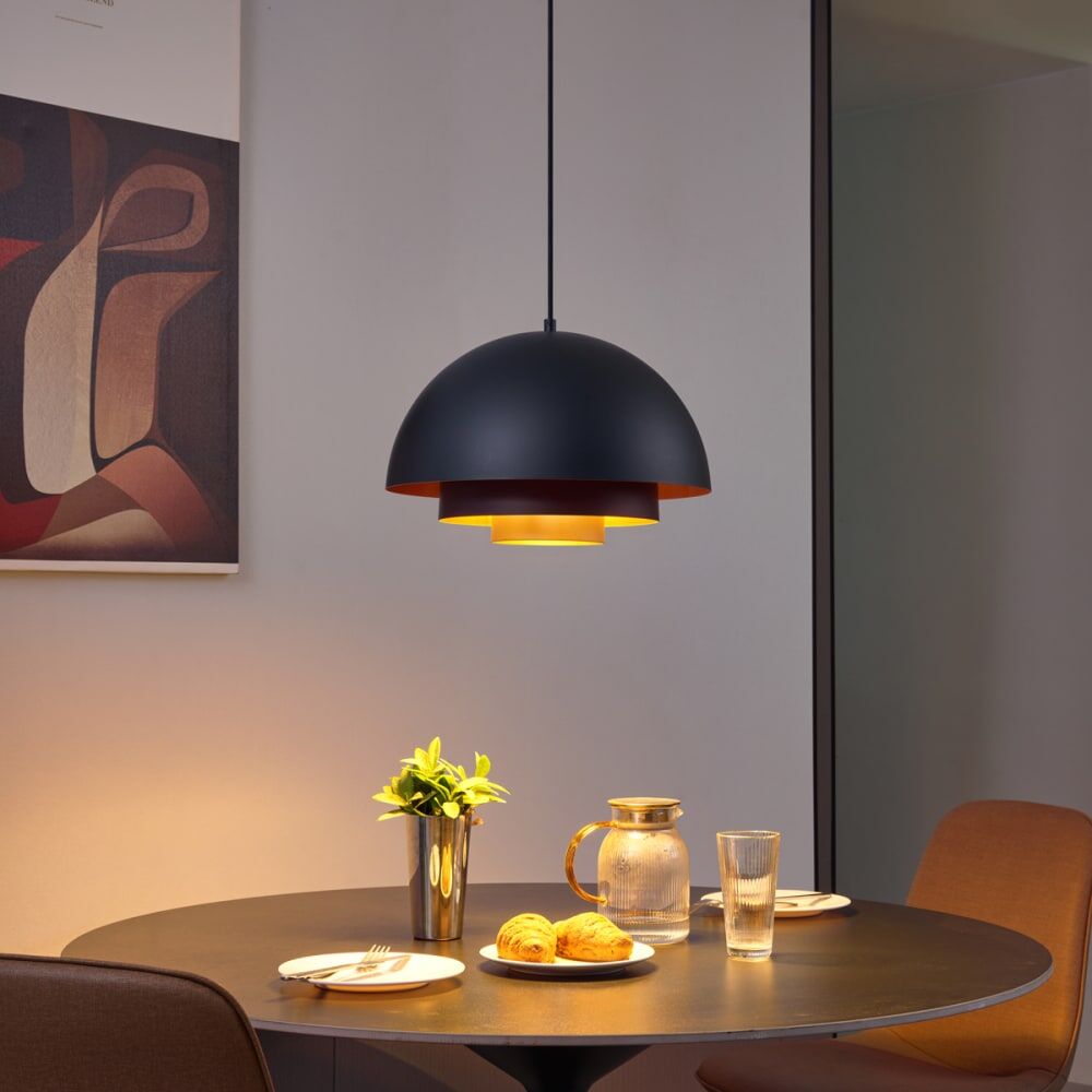 QAZQA Lámpara colgante moderna negra interior dorado