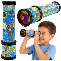 Drehbares Kaleidoskop für Kinder, bunte Muster, blau, 21 x 5 cm