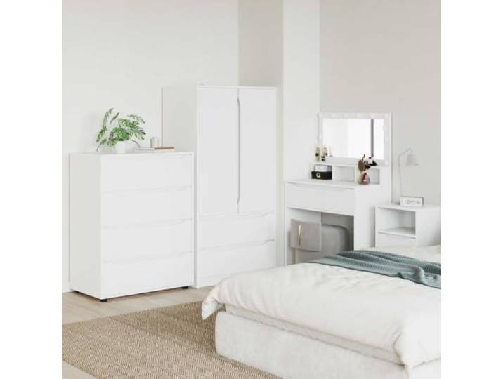 KGHFDVB Stauraumschrank 80 x 48 x 105 cm Holzwerkstoff Weiß Mit Schubladen, Kugellager-Führungen, Höhenverstellbar, für Wohnzimmer