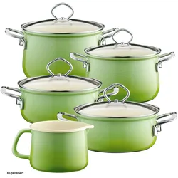 Riess Topfset Familienset 5-teilig, Pfannenset + Topfset, Grün