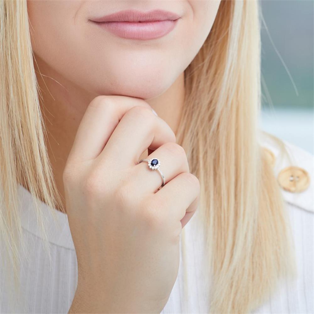 Unique Verlobungsring aus 585er Weißgold mit Saphir Diamanten silber