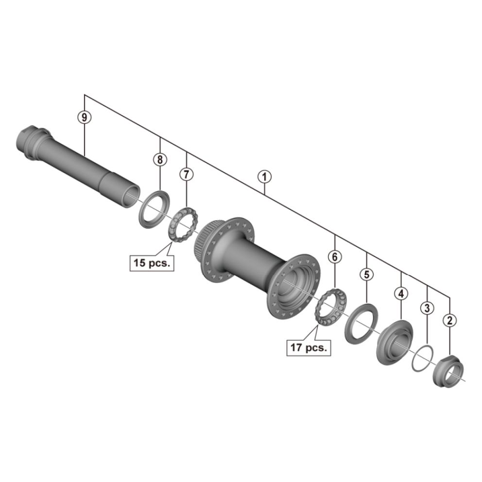 Shimano Achse komplett HB-MT400-B (Y2CR98010)