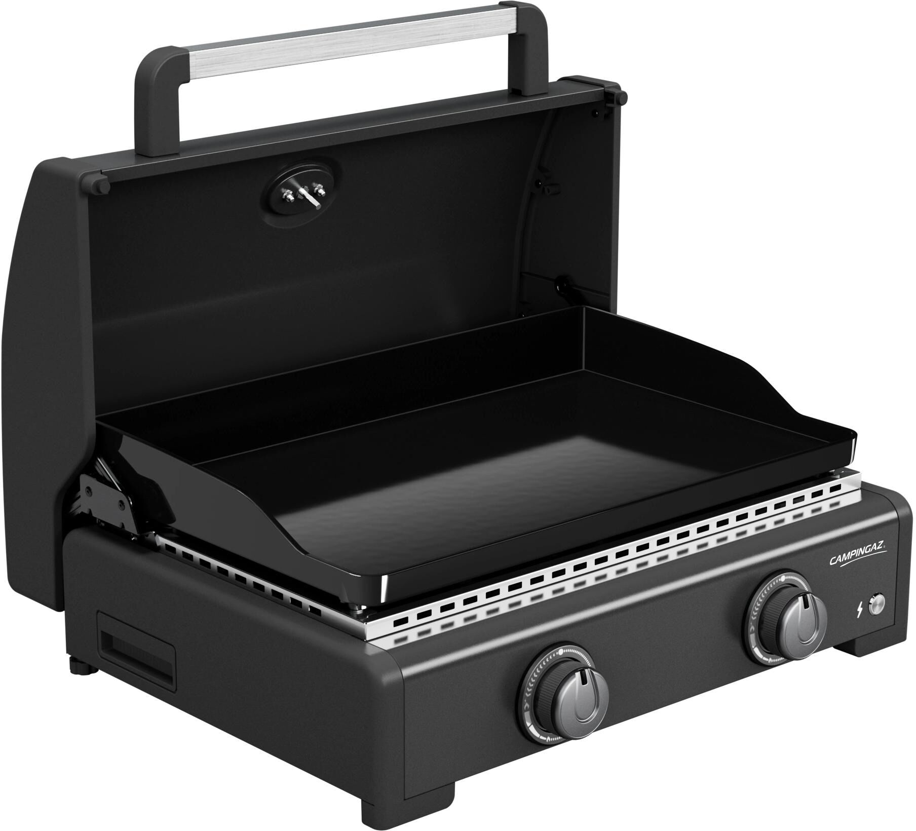 Gasgrill CAMPINGAZ "2 Plancha", schwarz, B:65cm H:31cm T:56cm, Grills, Gasgrill schwarz B/H/T: 65cm x 56cm