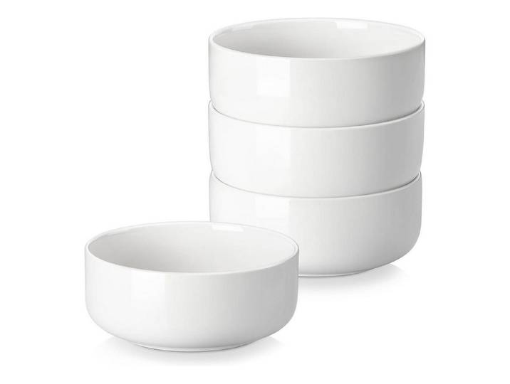 LuxusKollektion Müslischale Müslischalen Porzellan 640ml Suppenschalen Müslischalen 4 Tlg Weiß