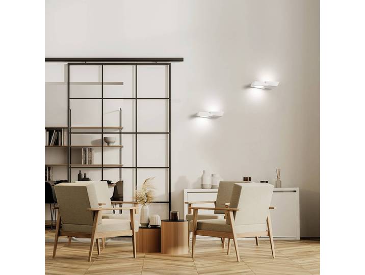 Design wandlamp Anchise, dimbaar, wit / opaal, Woon-/ Eetkamer, Gips / Klei, Design, Wandlamp design
