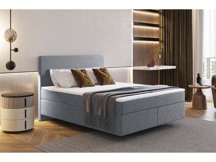 Fun Möbel Boxspringbett Schlafzimmerbett ROCIO Premium Nr.5 (inkl. Kaltschaumtopper), Scheinbar schwebende Optik