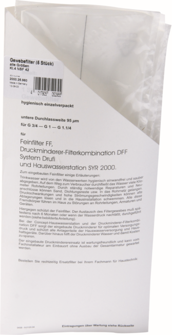 Syr - Sasserath Kerzenfiltereinsatz 2000.25.960 20 µm, DRUFI DFF/FF