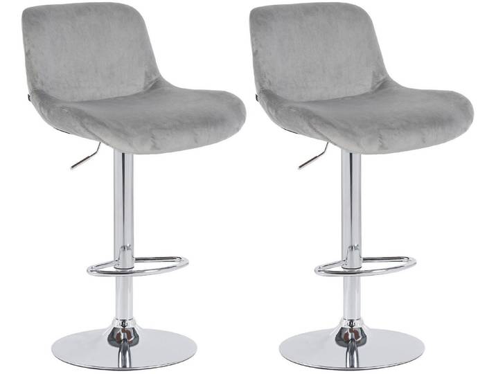 CLP Barhocker Solon (Set, 2er), Samt- oder Stoffbezug, Metall in Chromoptik