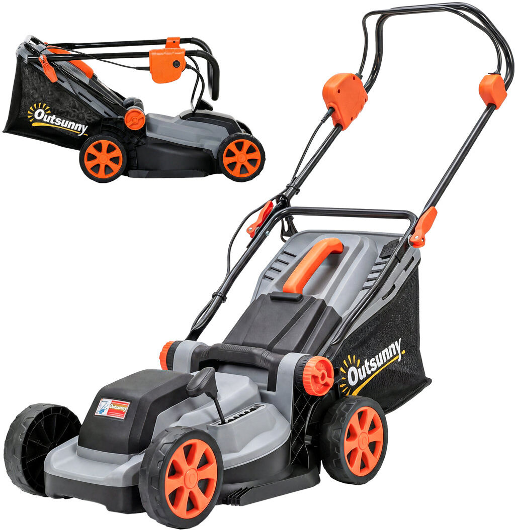 Outsunny 18V Cordless Lawnmower with 2 x 4Ah Batteries and Charger Grey 96cm H X 113cm L X 40cm D