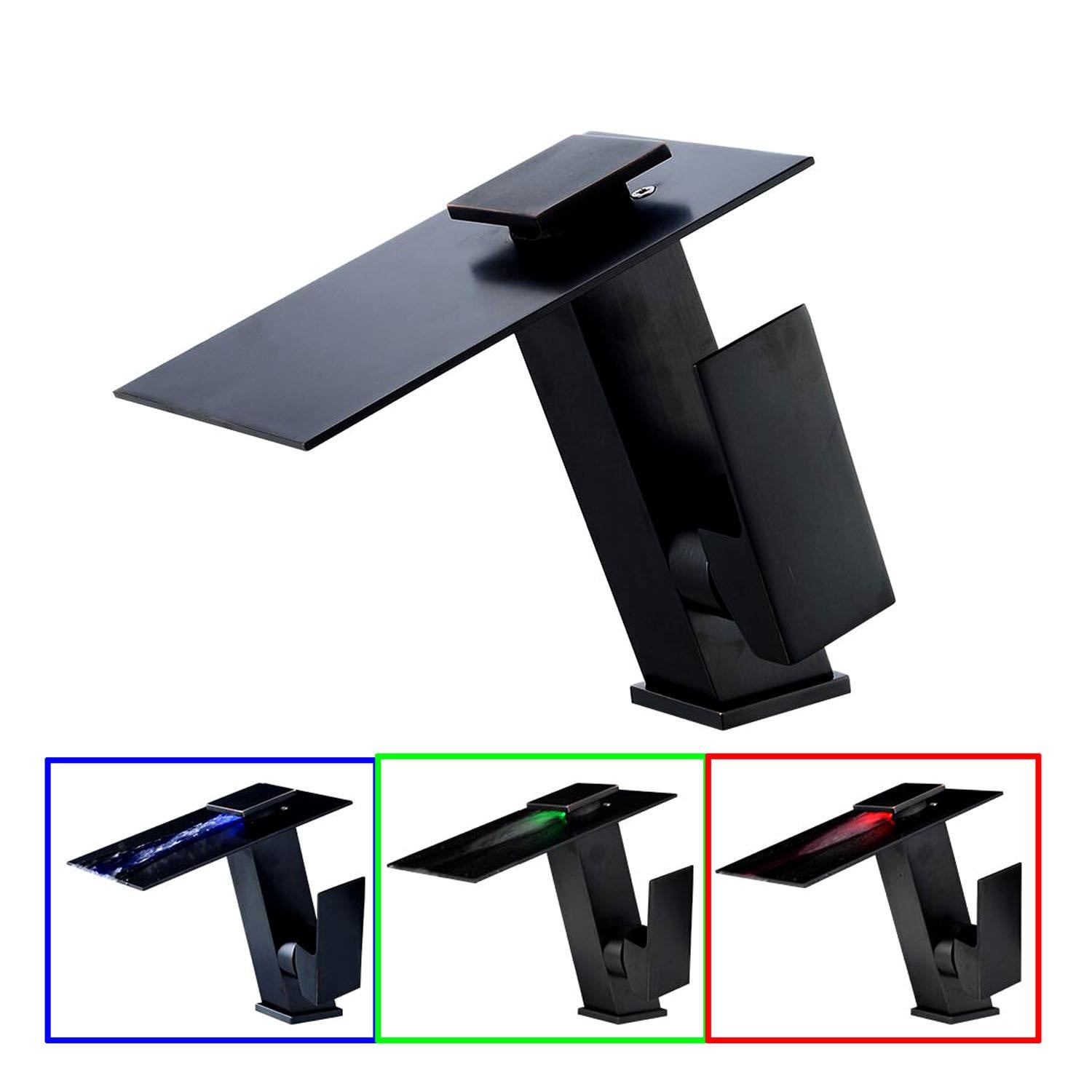 Eaxus Design LED-badkraan met watervaluitloop, zwart