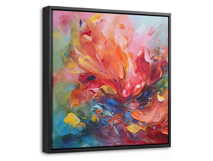 LEINWAND Bilder mit Rahmen - Ölgemälde - Kunst - Abstrakt - Farbenfroh - 20x20