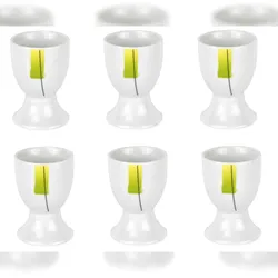 6er Set Eierbecher Manhattan 4,8cm Porzellan weiß mit Dekor