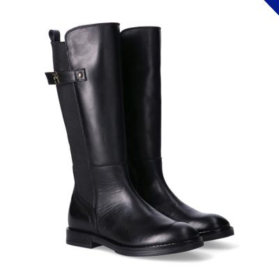 Stiefel TOMMY HILFIGER, Mädchen, Gr. 37, Synthetik Textil, schwarz, Leder, Schuhe Stiefel, Langschaftstiefel, mit Stretcheinsatz und Innenreißverschluss
