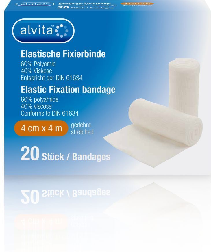 Alvita elastische Fixierbinde 4 cmx4 m 20 St Binden