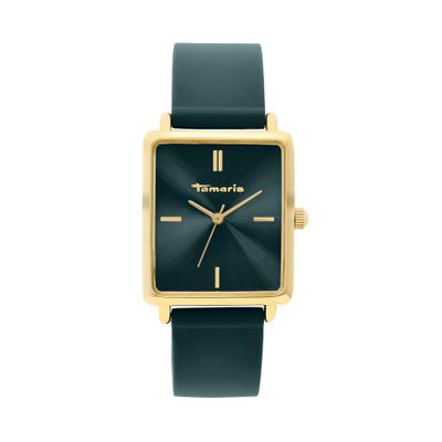 Quarzuhr TAMARIS, grün (petrol, grün), Armbanduhren, Damen, goldfarben, Quarzuhr, Armbanduhr, Damenuhr, Silikonarmband, analog