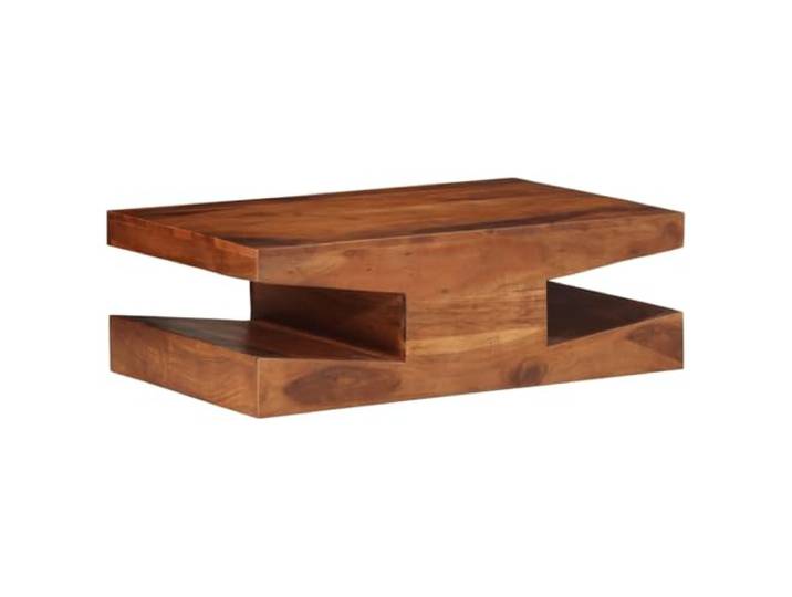 KUTYWEXFM Couchtisch 90x60x30 cm Massivholz Akazie Wohnzimmertisch Eleganter Sofatisch aus echtem Akazienholz mit praktischem Ablagefach für Wohnzimmer und Aufenthaltsräume.