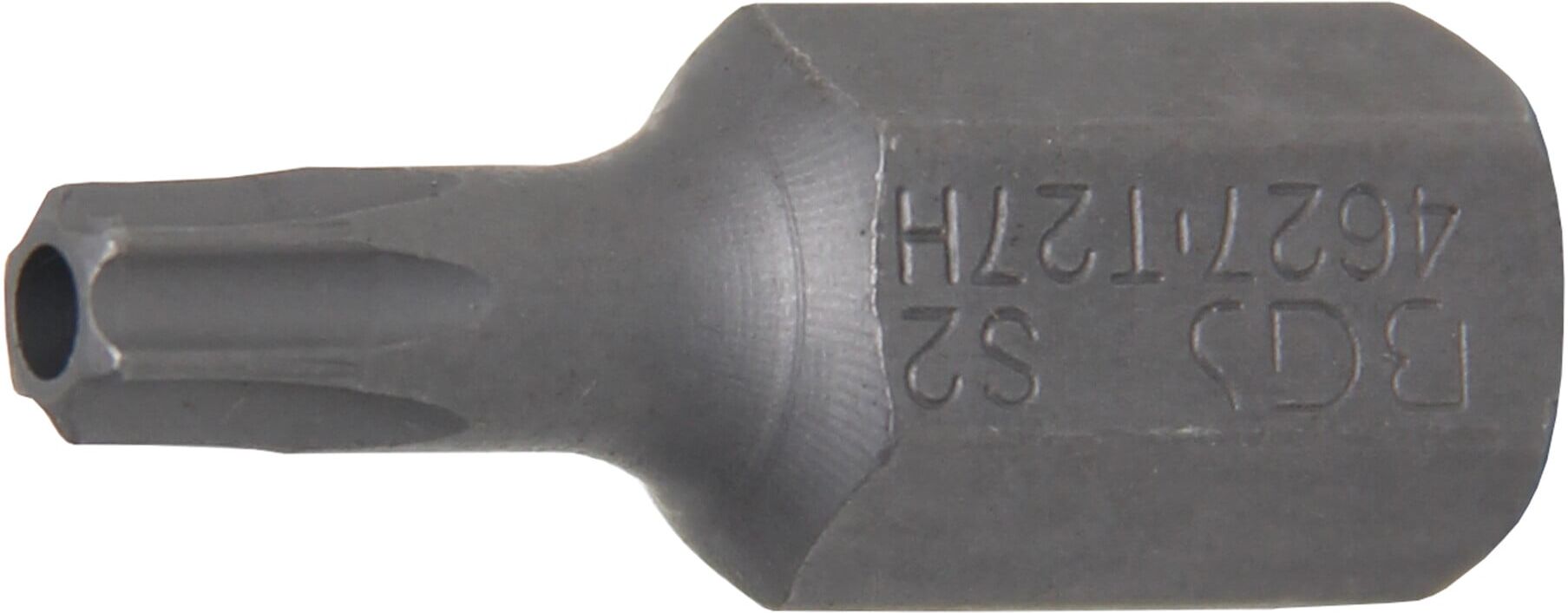 BGS Bit 4627, Länge 30 mm, Antrieb Außensechskant 10 mm (3/8"), T-Profil (für TX) mit Bohrung T27 ; BGS technic)