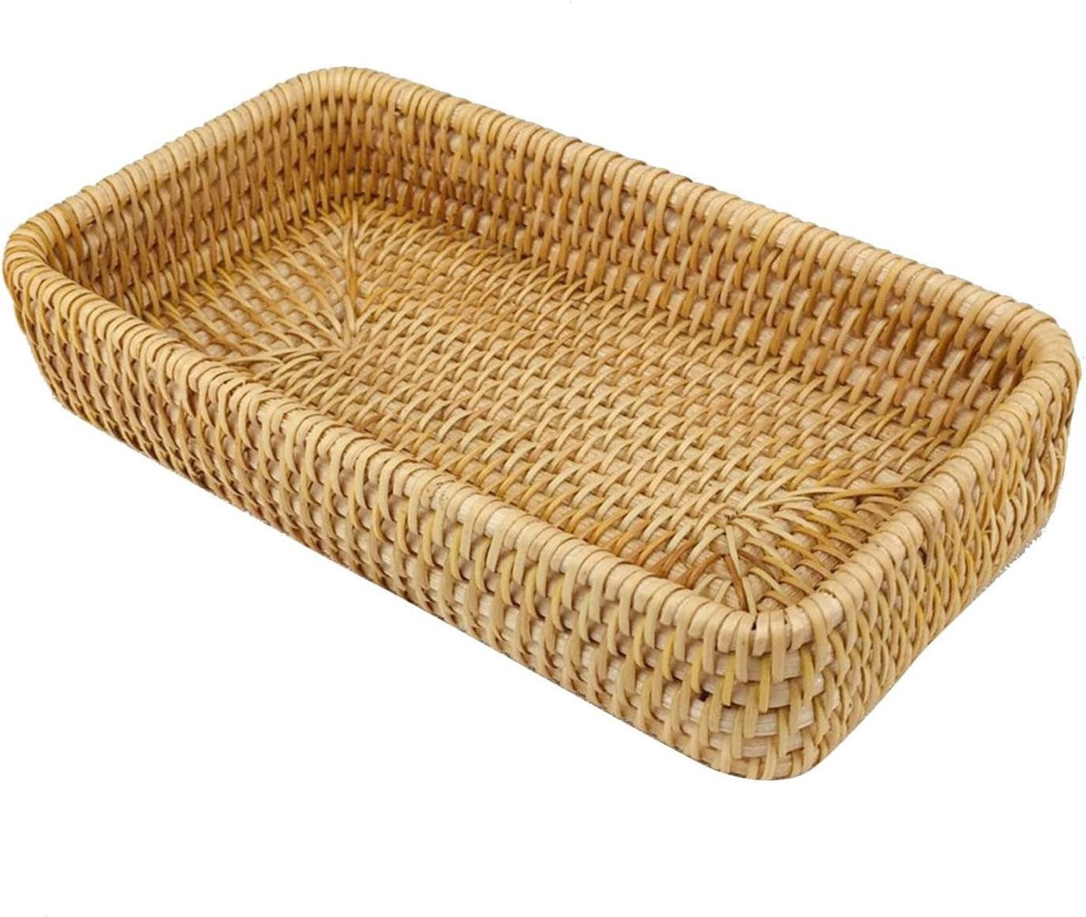 Handgeweven Rieten Dienblad - Multifunctionele Opbergmand voor Snacks en Decoratie