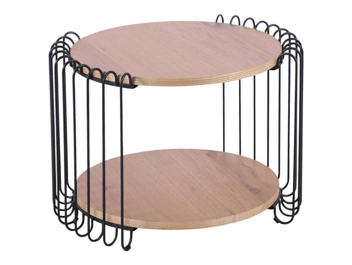 Stylife Couchtisch, Schwarz, Eiche, Holz, Metall, Eiche, furniert, rund, Gittergestell, 60x48x60 cm, Stauraum, Wohnzimmer, Wohnzimmertische, Couchtische, Couchtische mit Stauraum