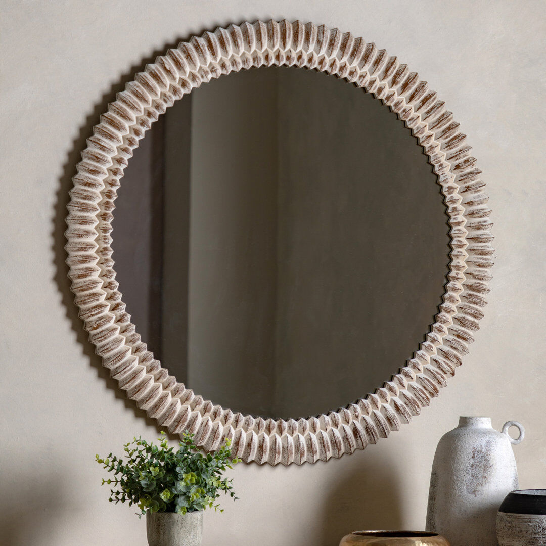 Lark Manor Janette Wall Overmantel Mirror White Wash 90 cm H x 90 cm W
