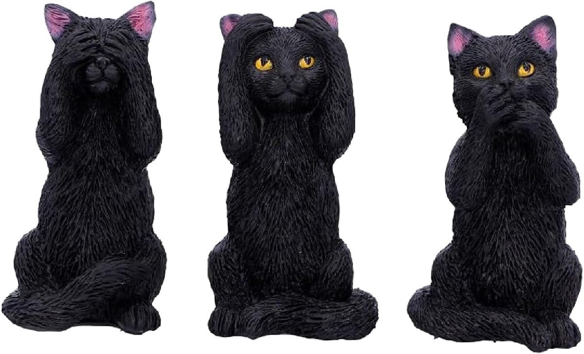 Mystiek Drie Wijze Katten Beeldje voor op tafel