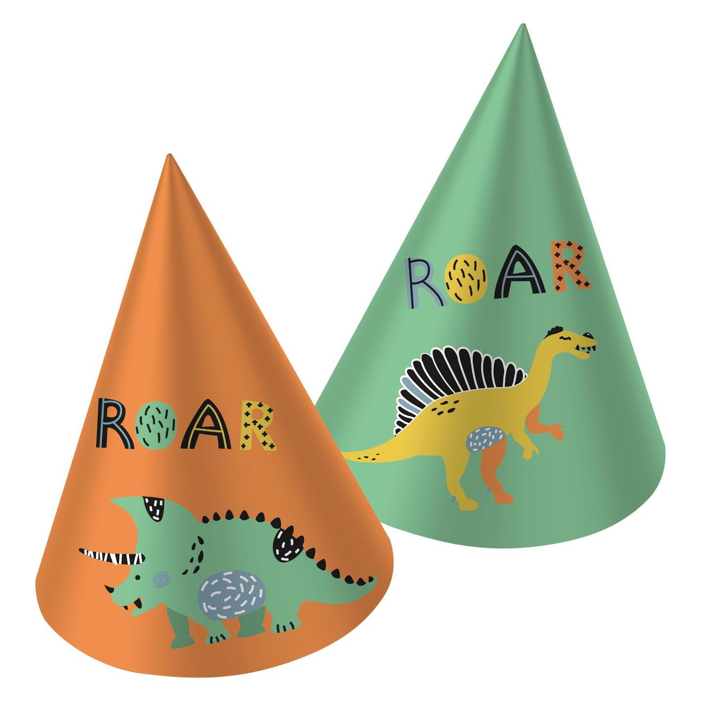 Folat Papier Partyhüte Dino Roars, 6St. (6 Stk.) (68.328)