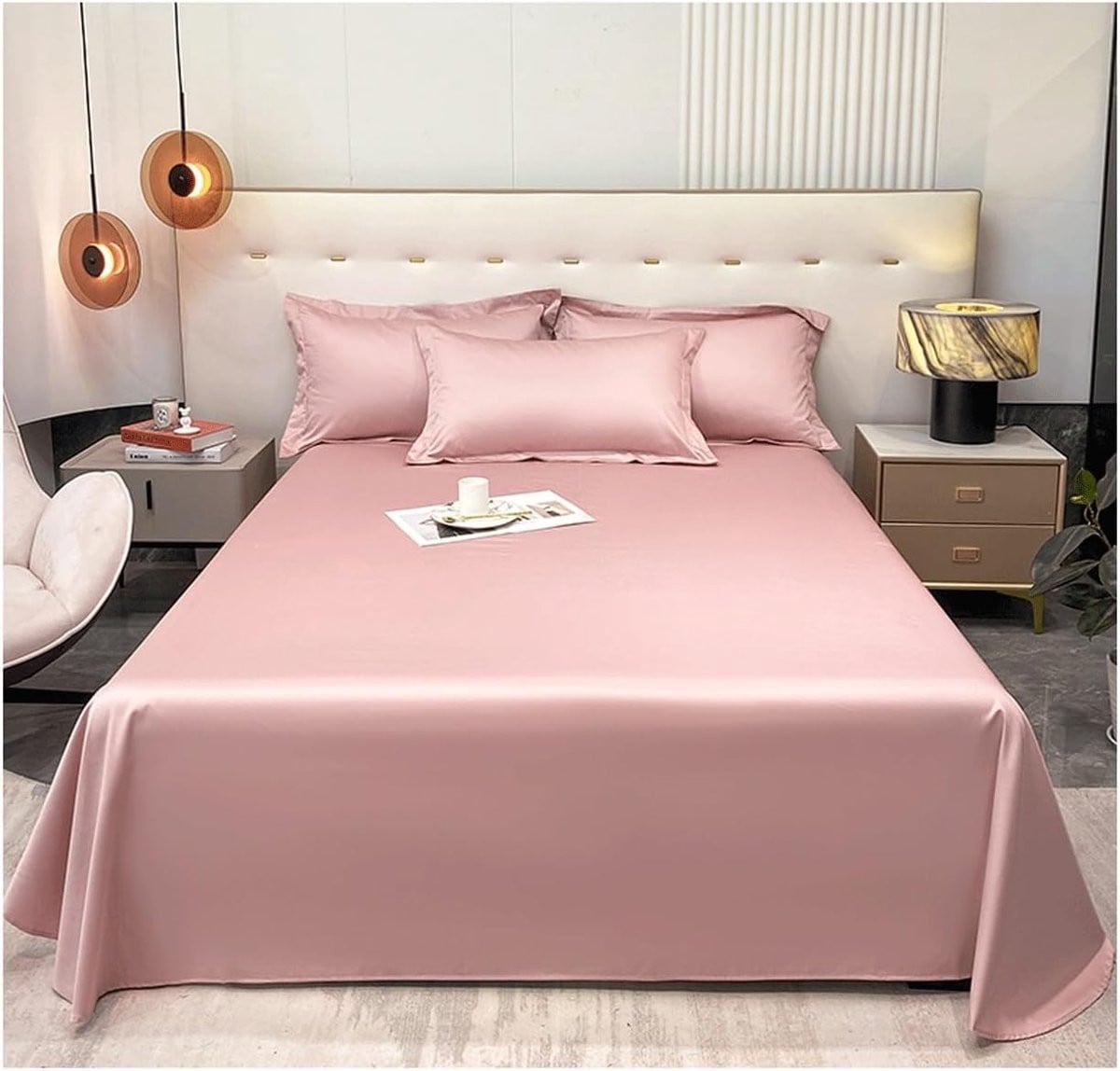 Roze Katoenen Plat Laken voor Volwassenen - 200x230 cm