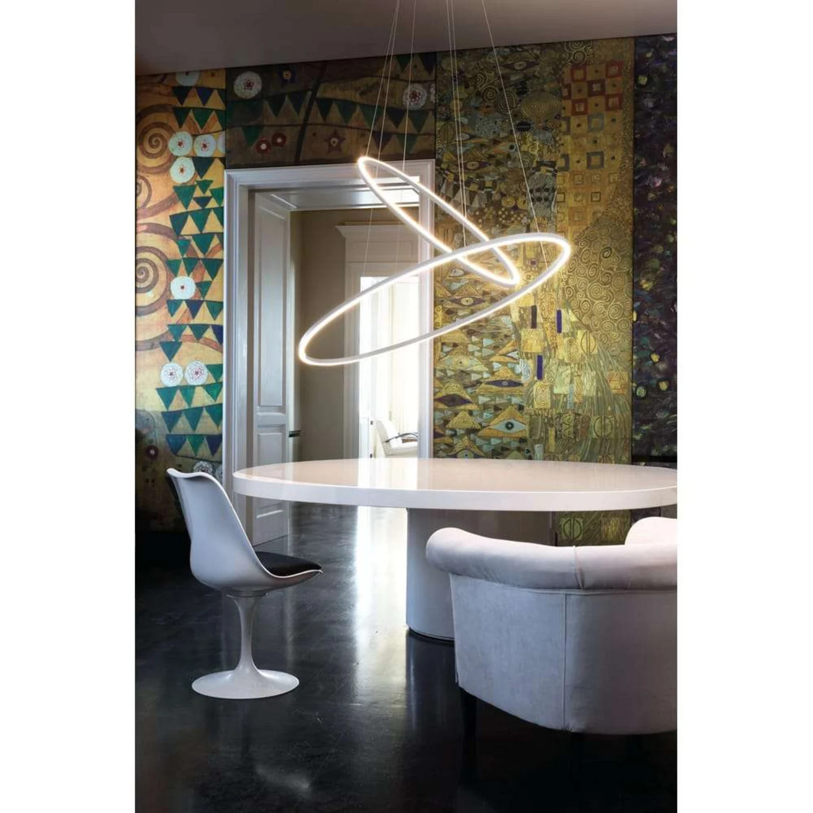 Ellisse Double Hanglamp Nemo Lighting - Aluminium - Wit/Zilver - Modern LED Ringlamp