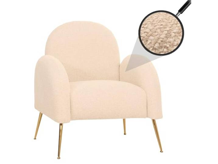 Mendler Lounge-Sessel HWC-N69 Stoff/Textil - Creme-weiß