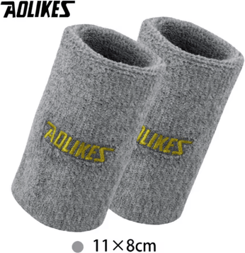 Inspire Picks AOLIKES Sports Wrist Sweatband Absorbent Terry Cloth Wristband For Tennis, Volleyball, Gym & Fitness (8cm 11cm) 11cm gray