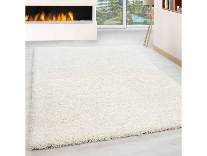 Ayyildiz - Tapis Shaggy pile longue couleur unique CREMÈ - (120x170 cm)