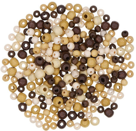 Holzperlenmix, Brauntöne, 6–8 mm Ø, 50 g