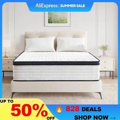 Inspired Finds Queen Size Gel Memory Foam Hybrid Mattress Pressure Relief, Medium Firm Comfort, And Motion Isolation 14inch King