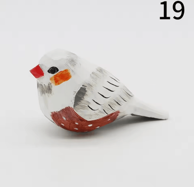 Inspire Curations Hand Carved Wooden Bird Figurine Mini Handmade Wood Bird Decor Cute Ornament 19