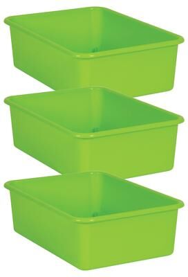 Teacher Created Resources Lime Large Plastic Storage Bin, Pack of 3
