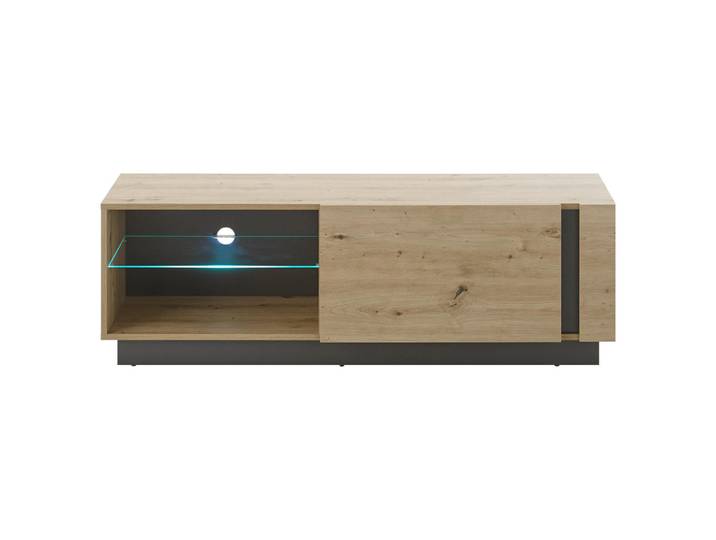 Mid.you Lowboard, Grau, Eiche Artisan, 1 Fächer, 138x46x40 cm, stehend, Wohnzimmer, Wohnwände, Lowboards, Lowboards stehend