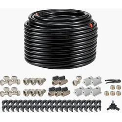 VEVOR Luftkompressor-Leitungssatz, 60,96 m x 19,05 mm Druckluftschlauch, HDPE-Aluminium-Druckluftrohrsystem, einfach zu installieren, Druckluftleitungssatz für Garagenwerkstätten, schwarz