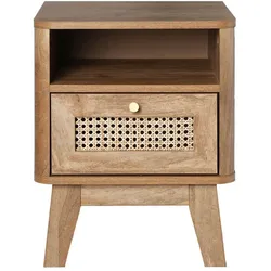 NACHTTISCH 1 schublade mit rattanfront und 1 fach palmo 39/39/49 cm