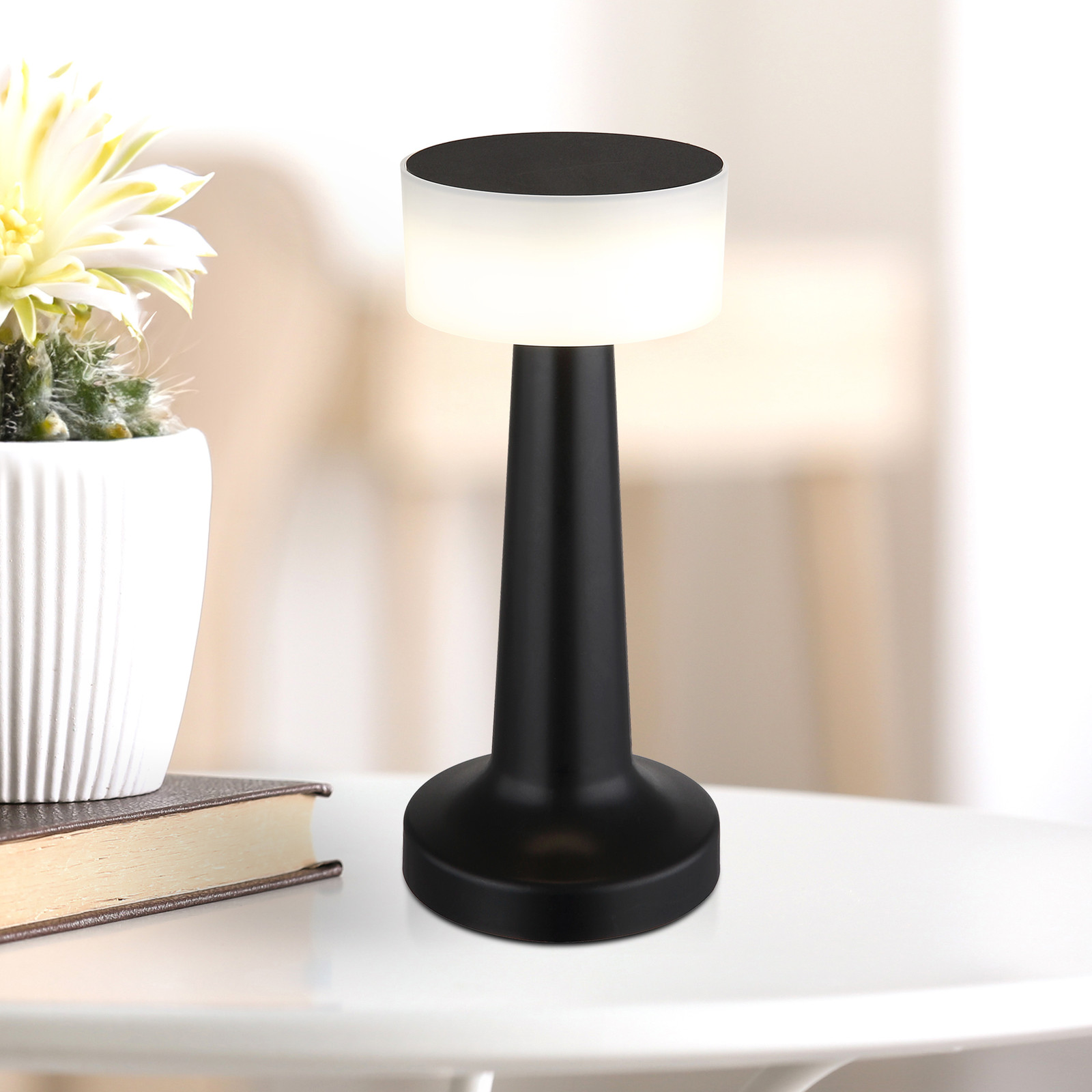 home24 Tafellamp Angelika type A wit/zwart met LED-module en diameter: 10 cm