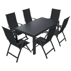 Lex Alu Gartensitzgruppe 7tlg. Gartenmöbel Set Gartenset Sitzgruppe Essgruppe Tisch