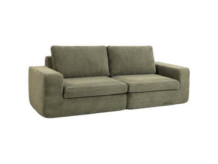 HOMCOM 3-Sitzer-Sofa 180 cm, rahmenloses Cord-Sofa, Grün Dicke Polsterung, modernes abgerundetes Sofa mit Taschenfedern, ohne Montage, fürs Wohnzimmer